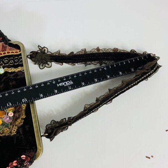 Ziba Velvet Beaded Purse Vintage Cottagecore Floral Lace Boho Romantic Handbag - Picture 8 of 16